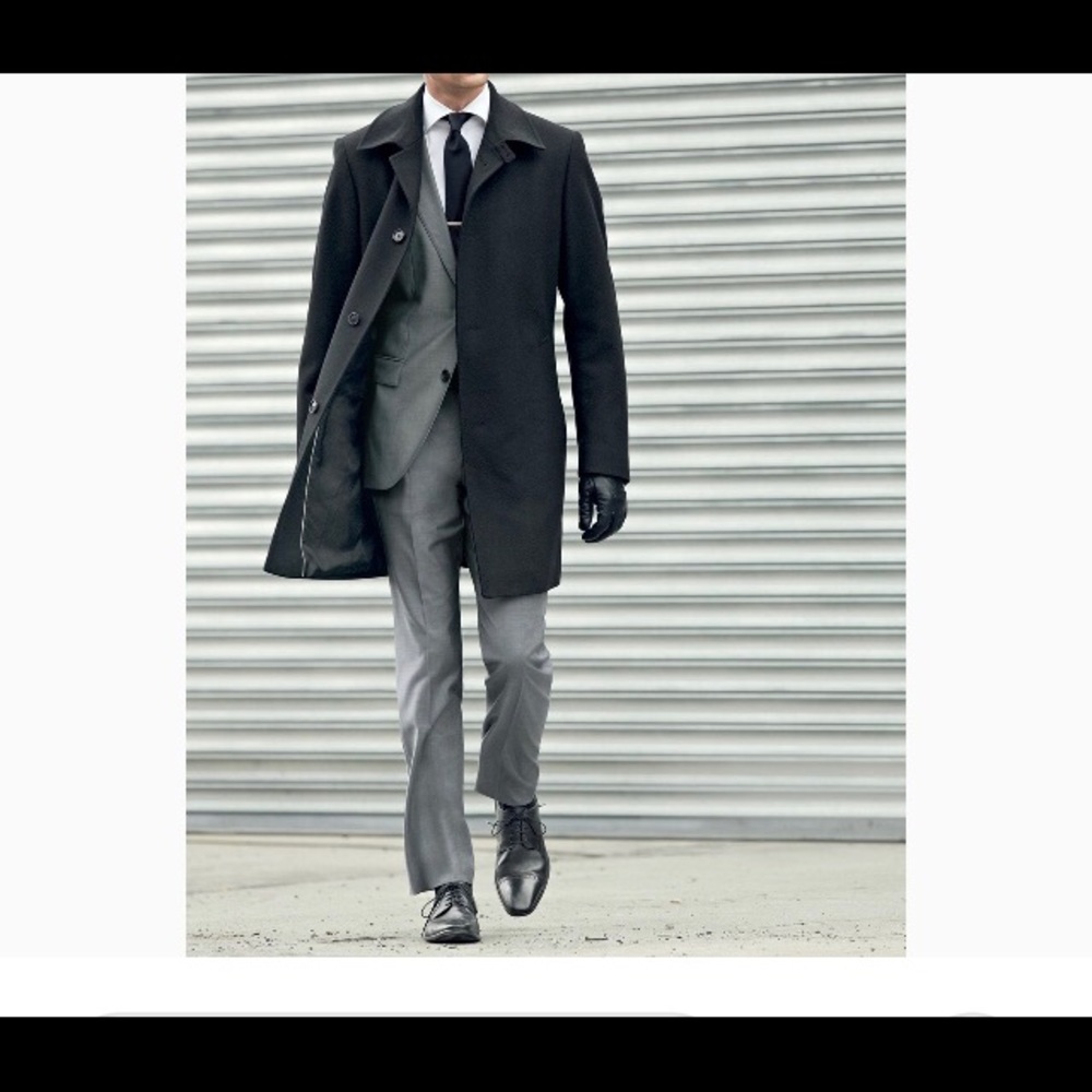 HUGO BOSS men’s ‘Task3’ black wool car coat